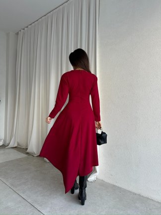 MORATA Midi Elbise 8517 - Kırmızı - 3