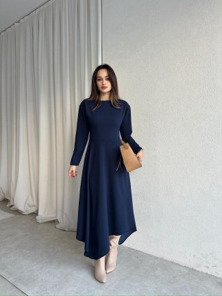 MORATA Midi Elbise 8517 - Lacivert - 2