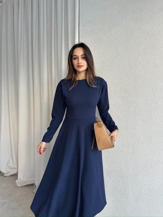 MORATA Midi Elbise 8517 - Lacivert - 3