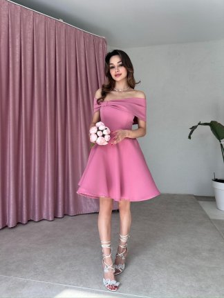 MORENO Mini Elbise 5032 - Gül Kurusu - 2