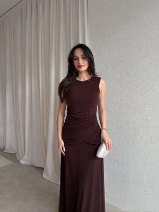  MORONİ Maxi Elbise 8829 - Acı Kahve 