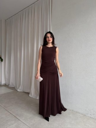  MORONİ Maxi Elbise 8829 - Acı Kahve - 2