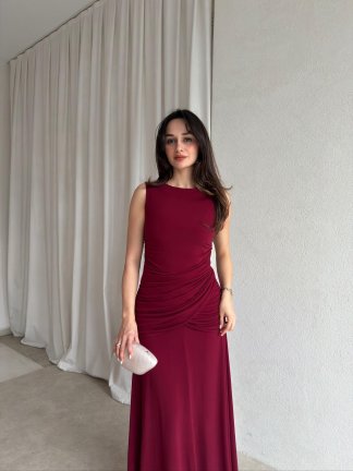 MORONİ Maxi Elbise 8829 - Bordo 