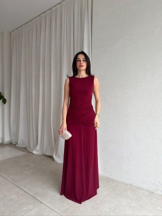 MORONİ Maxi Elbise 8829 - Bordo - 2