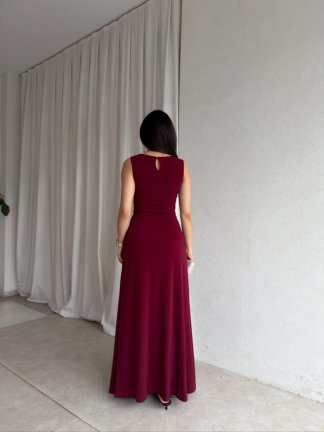 MORONİ Maxi Elbise 8829 - Bordo - 3