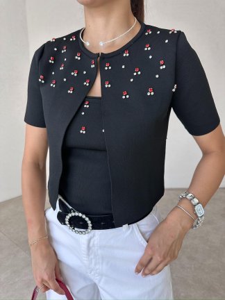 MORRİSON Crop-Hırka Takım 4396 - Siyah - 3