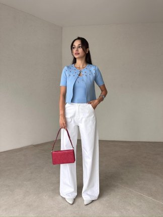 MORRİSON Crop-Hırka Takım 4396 - Mavi - 3
