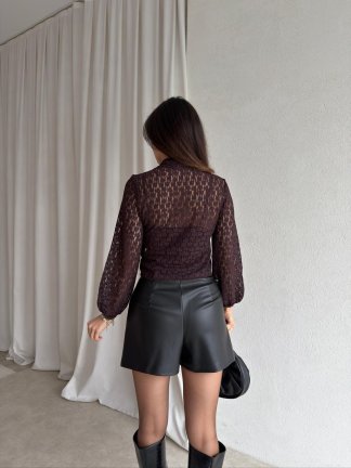 MOUR Dantelli Bluz 8166 - Acı Kahve - 3