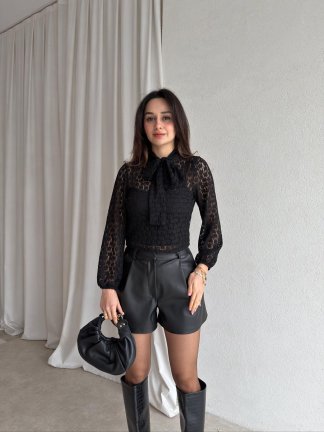 MOUR Dantelli Bluz 8166 - Siyah - 1