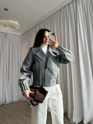 MOYA Kısa Kaşe Ceket 1659 - Gri 