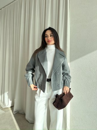 MOYA Kısa Kaşe Ceket 1659 - Gri - 2