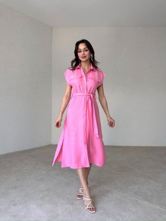 MURWAY Midi Elbise 2150 - Pembe - 2