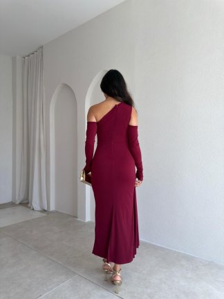 NACHOS Midi Elbise 4015 - Bordo - 2