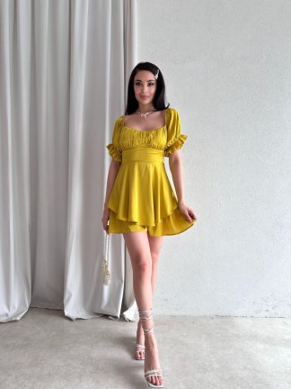 NAGEL Mini Elbise 5772 - Sarı - 2