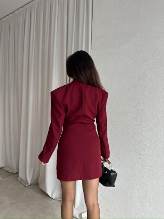 NANCY Mini Ceket Elbise 8796 - Bordo - 3