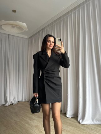 NANCY Mini Ceket Elbise 8796 - Siyah - 4