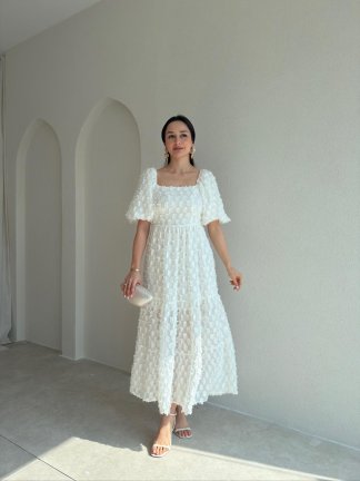 NAPOLİ Midi Elbise 8792 - Beyaz - 2