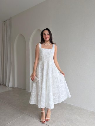 NARROW Midi Elbise 1808 - Beyaz 