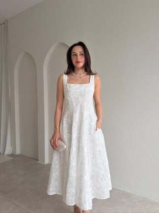 NARROW Midi Elbise 1808 - Beyaz - 2