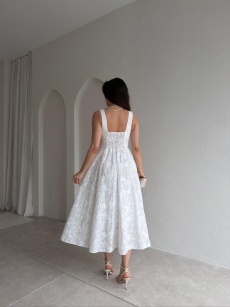 NARROW Midi Elbise 1808 - Beyaz - 3