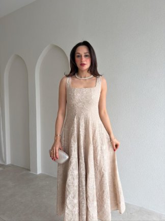 NARROW Midi Elbise 1808 - Vizon - 2