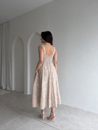 NARROW Midi Elbise 1808 - Vizon - 3