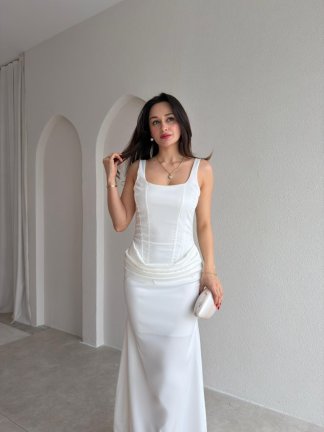 NEAL Maxi Elbise 4998 - Beyaz - 2