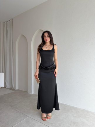 NEAL Maxi Elbise 4998 - Siyah 