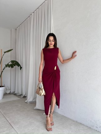 NEMESİS Midi Elbise 8136 - Bordo - 2