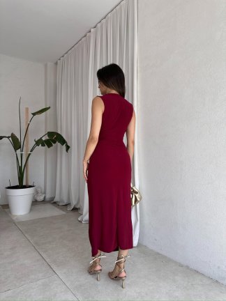 NEMESİS Midi Elbise 8136 - Bordo - 3