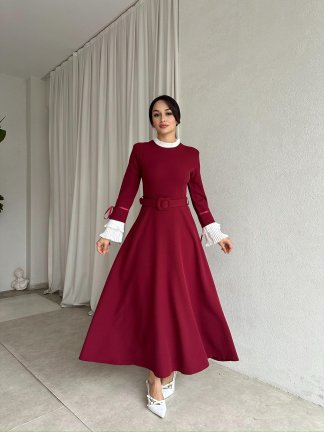 NEPAL Elbise 8359 - Bordo 
