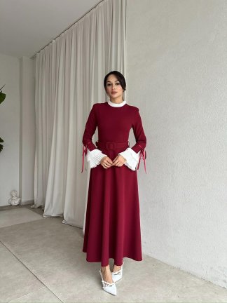NEPAL Elbise 8359 - Bordo - 2
