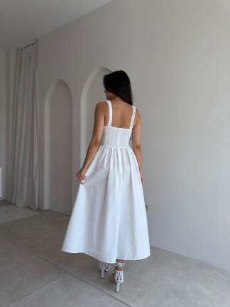 NESSA Midi Elbise 3779 - Beyaz - 3
