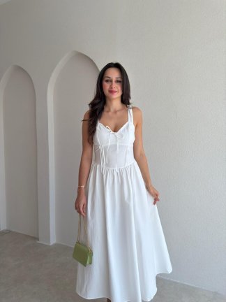 NESSA Midi Elbise 3779 - Beyaz - 2