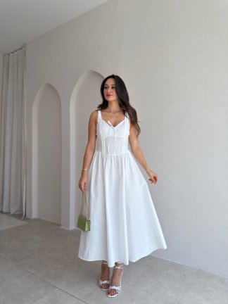 NESSA Midi Elbise 3779 - Beyaz - 1