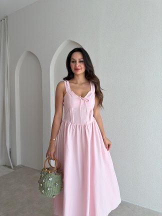NESSA Midi Elbise 3779 - Pembe - 2