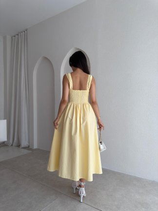 NESSA Midi Elbise 3779 - Sarı - 3