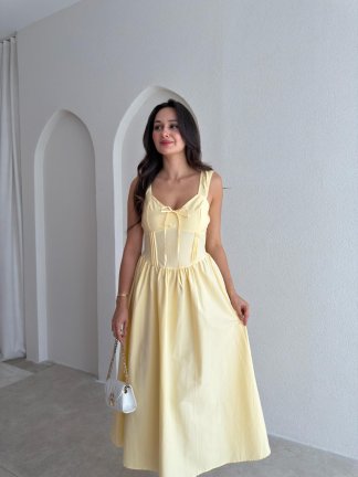 NESSA Midi Elbise 3779 - Sarı - 2