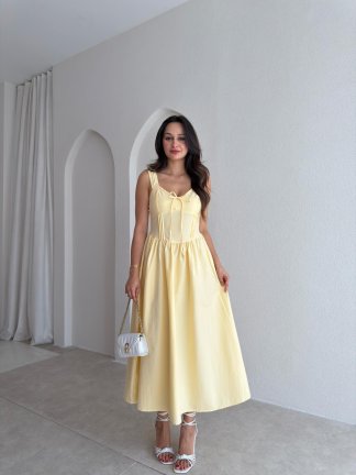 NESSA Midi Elbise 3779 - Sarı 