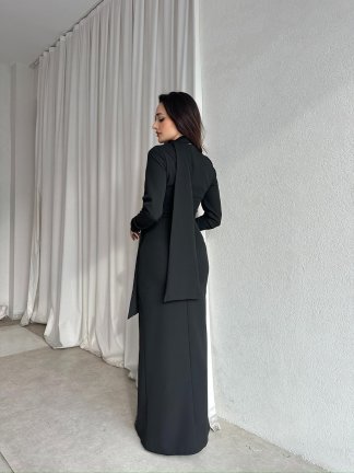 NESTOR Fularlı Elbise 2424 - Siyah - 3