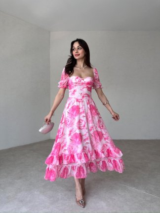 NESTROY Maxi Elbise 4388 - Pembe - 2