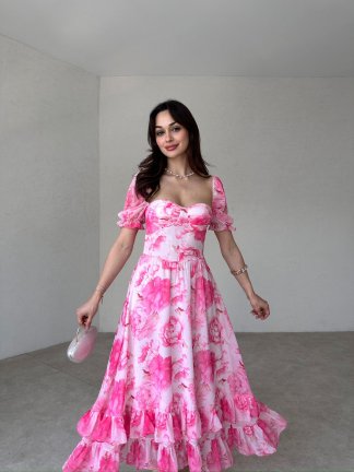 NESTROY Maxi Elbise 4388 - Pembe - 1