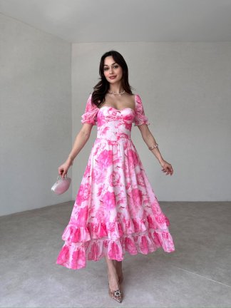 NESTROY Maxi Elbise 4388 - Pembe - 3