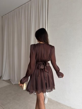 NEVER Mini Elbise 3648 - Acı Kahve - 4