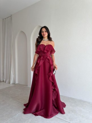 NEXUS Maxi Elbise 8912 - Bordo 