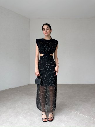 NİCOLE Maxi Elbise 5065 -siyah - 2