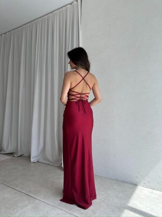 NİGHT Maxi Elbise 8583 - Bordo - 3