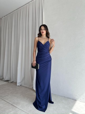 NİGHT Maxi Elbise 8583 - Lacivert - 2