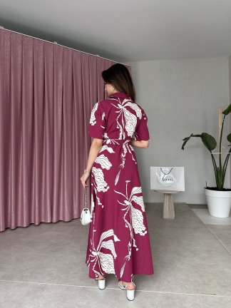 NİKO Maxi Elbise 4549 - Bordo - 3
