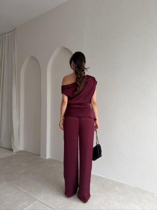 NİVRA Saten Takım 8495 - Bordo - 3